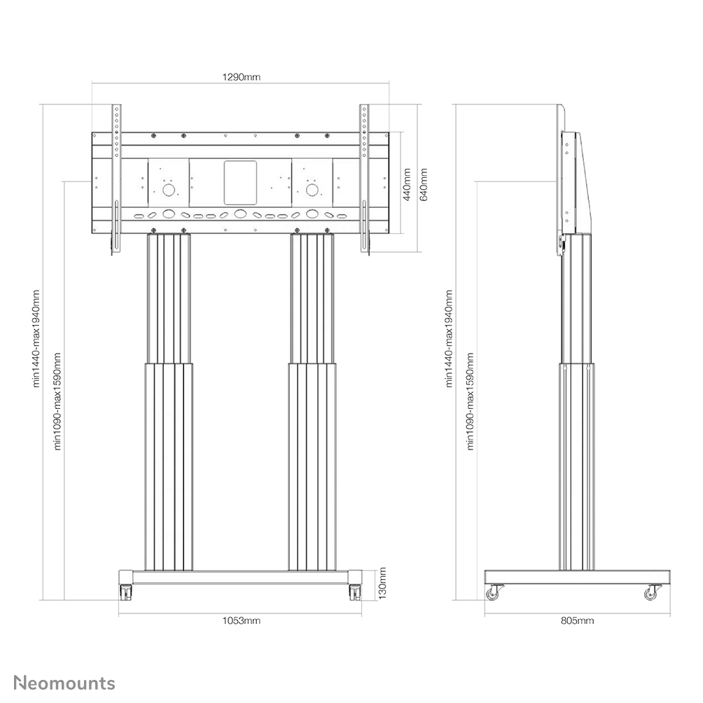 Neomounts PLASMA-M2600SILVER TV trolley 70-120" - motorised